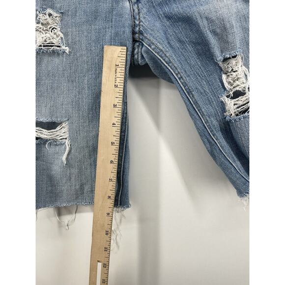 B Bullhead Size 1 Long Short Distressed Light Wash Denim Jean Bermuda Shorts - Picture 9 of 12